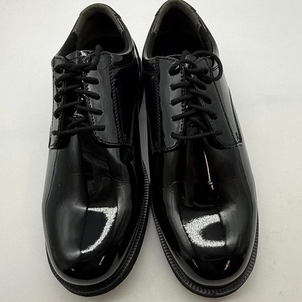 Thorogood Mens 10 shoe Black High Gloss Patent Leather Oxford uniform classic